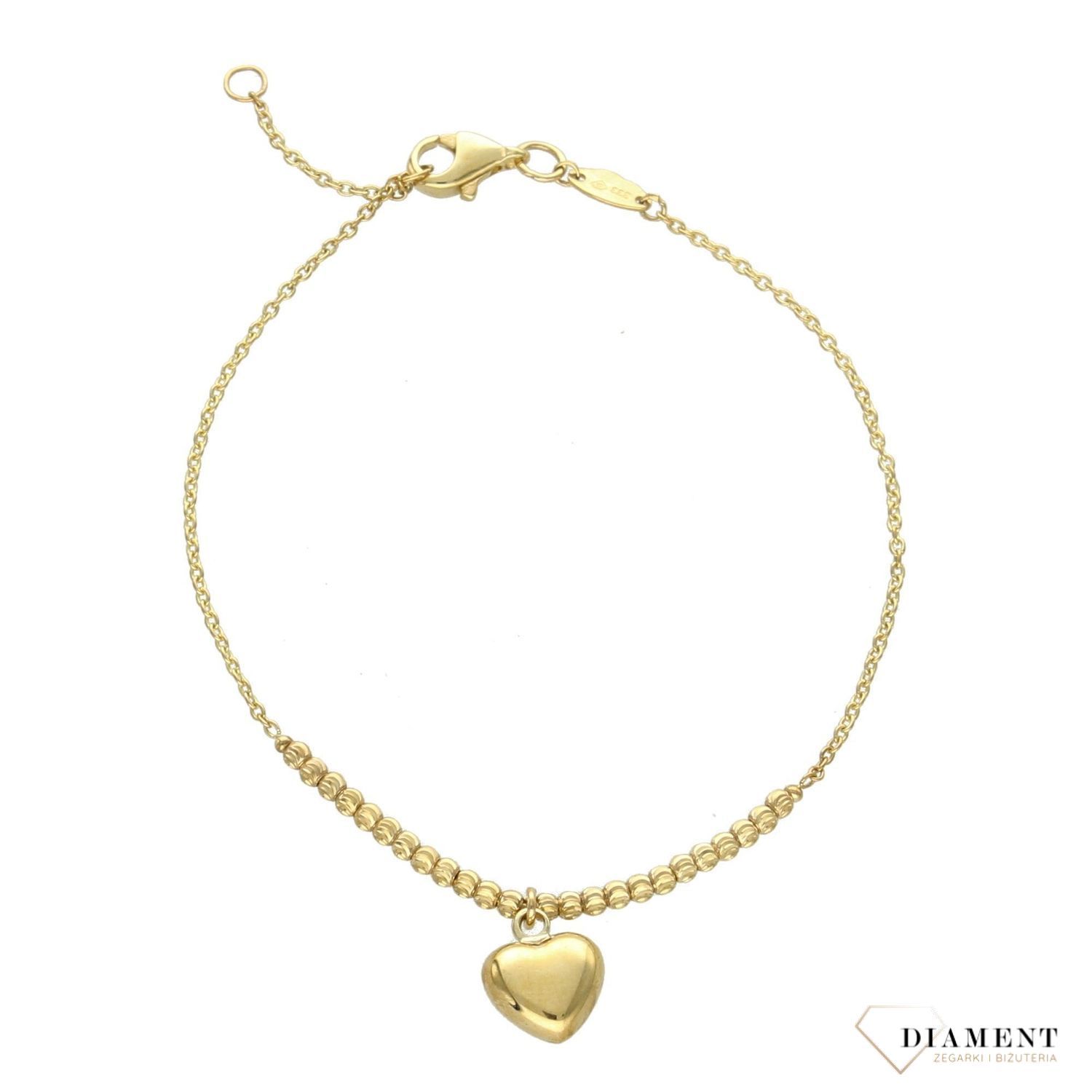 Bransoleta złota serduszko. Złota Bransoletka Serce. Złote Bransoletki Damskie w Sklepie z Biżuterią zegarki-diament.pl to idealny pomysł na prezent dla kobiety (1).jpg